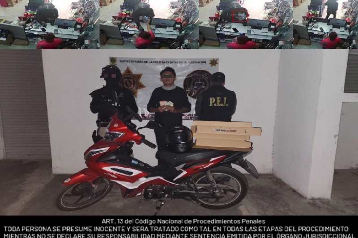 Cayo el presunto ladrón de una tienda de cosméticos.