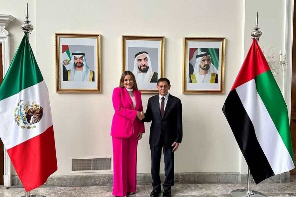 Cecilia Patrón se reúne con embajador de los Emiratos Árabes Unidos.