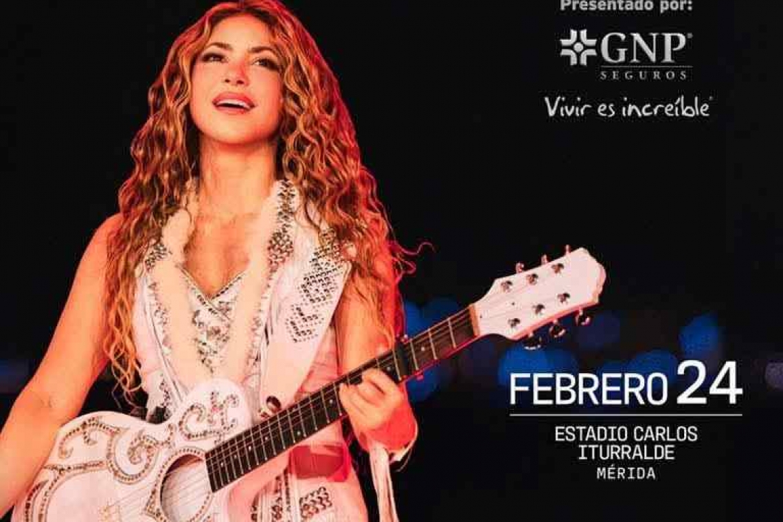 Shakira dará gran concierto en Mérida el 24 de febrero de 2026.