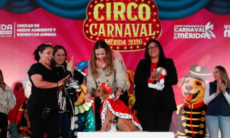Circo Carnaval de Mérida 2026 celebra el bienestar animal con la coronación de los Reyes Caninos.