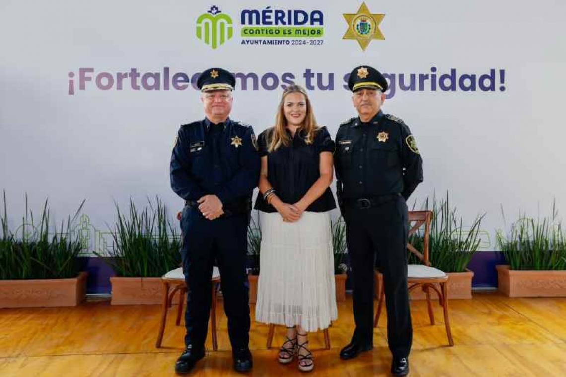 Cecilia Patron afirmó que la policía municipal de Mérida es una institución fuerte, que cuida, protege y sirve a la ciudadania.