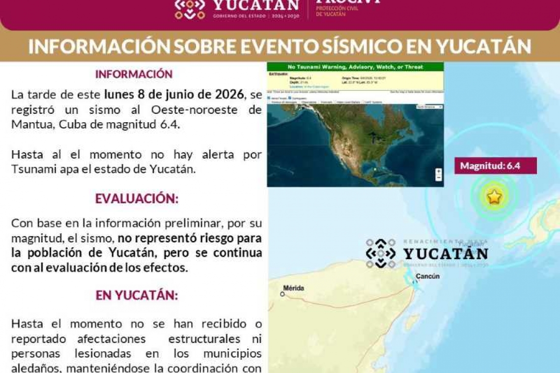 #AVISO SISMO EN  YUCATAN.
